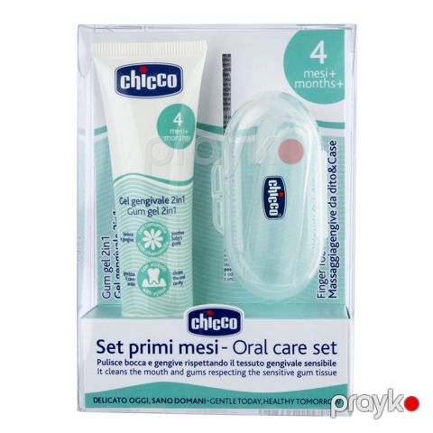 Ağız boşluğuna qulluq dəsti Chicco diş əti üçün masajor + gel, 4 aydan — Bakı