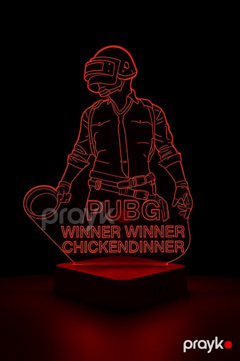 Gecə Lampası 3D Akril Pubg Winner, Qırmızı, 20x30 sm - lightdekor062 — Bakı