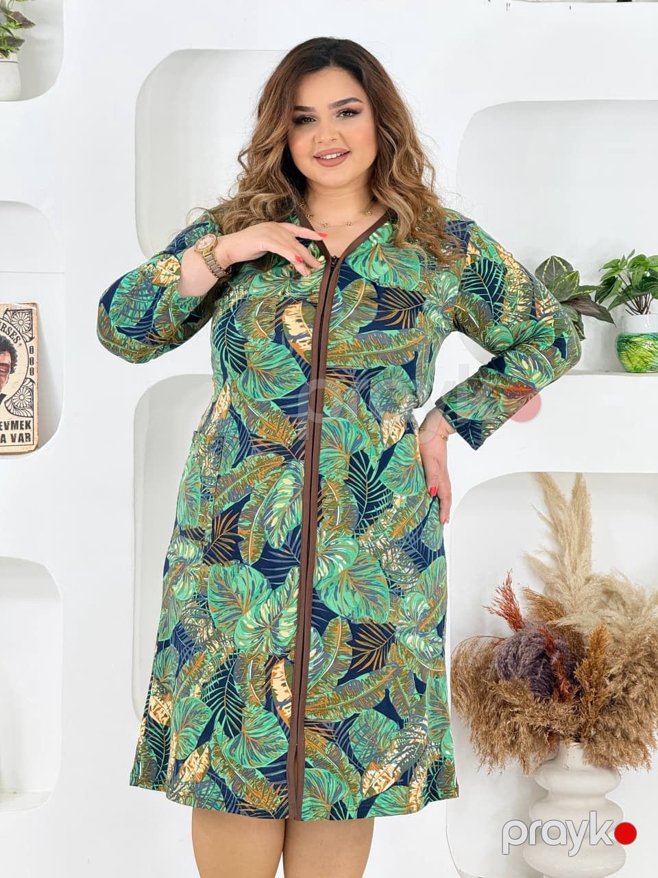 Qadınlar üçün ev xələti WB8-0205, yaşıl, pambıq, ölçü 5XL — Mallar, Bakı (3)