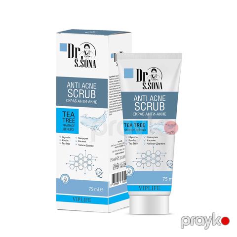 Akneyə qarşı üz üçün müalicəvi skrab Viplife Dr.S.Sona Çay ağacı 75 ml — Bakı