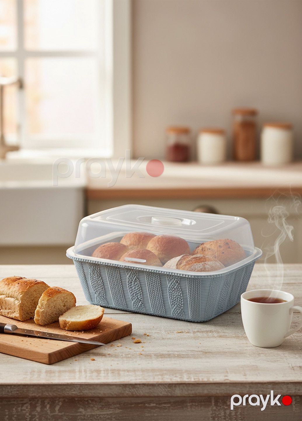 Çörək qabı Stars plast, 27x20x14 sm, boz — Mallar, Bakı (3)