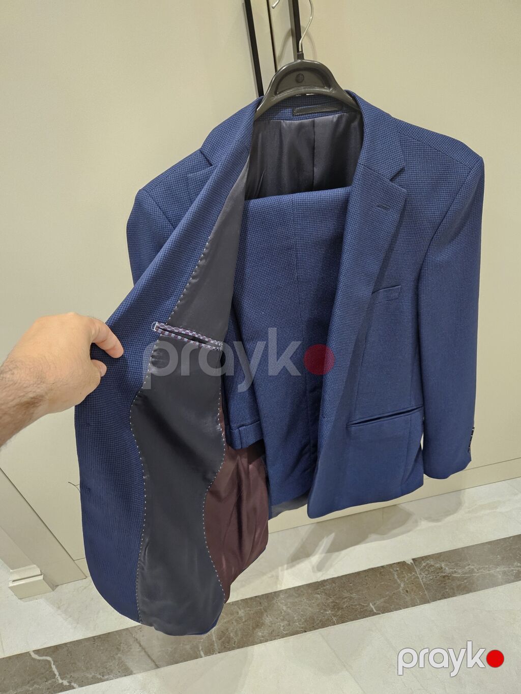 Klassik kişi pencəyi – dəniz mavisi rəngdə, xırda fakturalı parçadan — Caketi, Bakı (4)