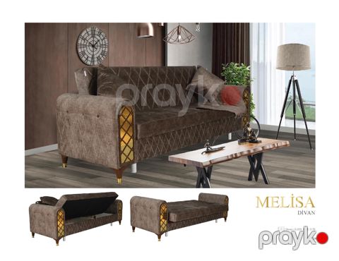 Divan Melisa qəhvəyi, rahatlıq və şık dizayn ilə, ölçü: 220x80x75 — Bakı