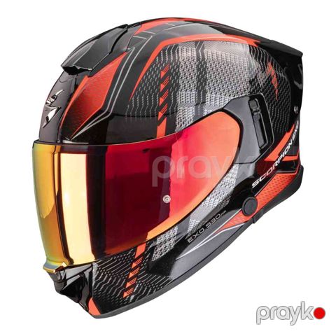 Motosikl dəbilqəsi Scorpion EXO-530 Air Theras Metallic, qara/qırmızı, ölçü S — Bakı