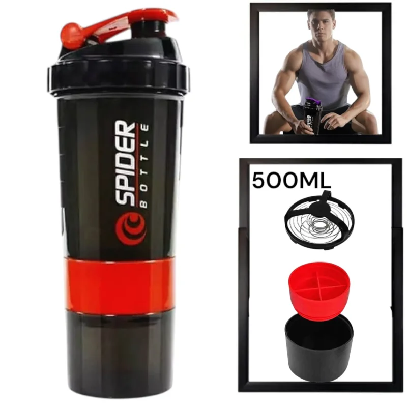 İdman su qabı Spider WS1318, qırmızı, 500 ml, 3 hissəli — İdman, hobi, istirahət, Bakı (2)