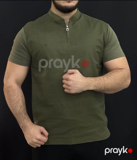 Kişilər üçün polo, tünd yaşıl, kətan, ölçü 2XL — Bakı