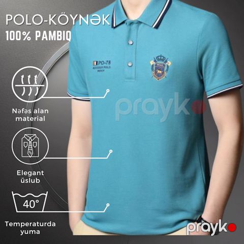 Kişilər üçün polo EB 758, mavi, pambıq, ölçü XL — Bakı