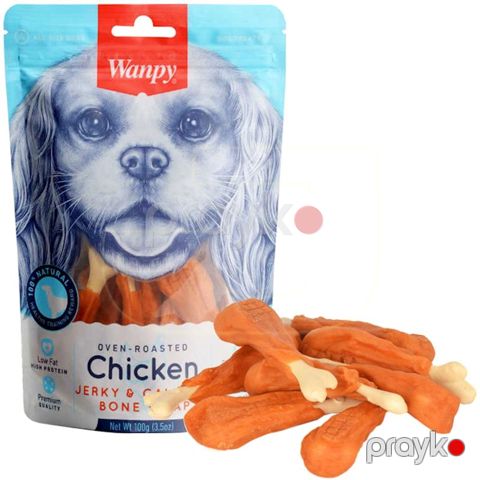 İtlər üçün məzə Wanpy Chicken Jerky Calcium Bone Wrap 100 q