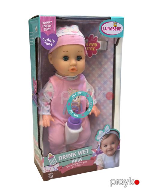Kukla Lunabebe Drink Wet Pink, 25 sm — Bakı