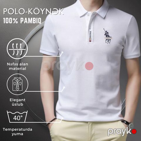Kişilər üçün polo EB 757, ağ, pambıq, ölçü XL — Bakı