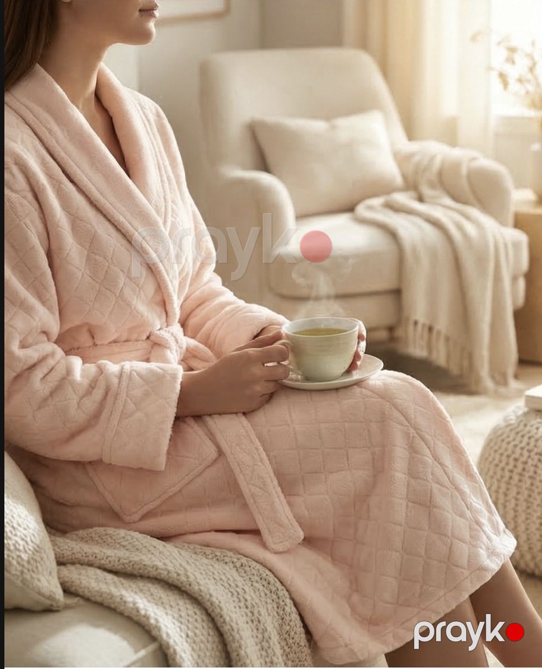 Qadınlar üçün hamam xələti HB090, açıq çəhrayı, pambıq, ölçü L/XL — Mallar, Bakı (3)