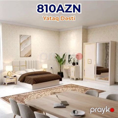 Yataq Dəsti – 810 AZN Zərif krem rəngli, qızılı detallar ilə — Bakı