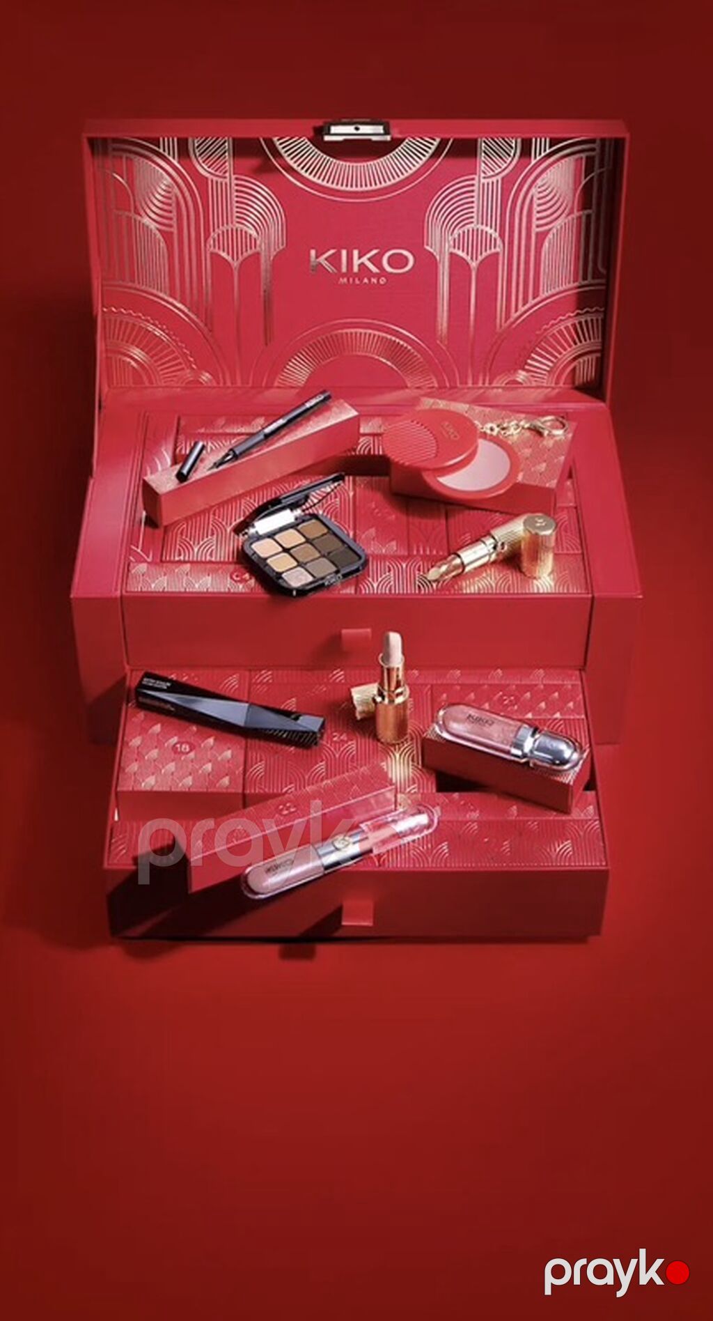 Kıko Milano – Qırmızı lüks makiyaj qutusu (advent tərzində) Məhsul — Kosmetik və parfüm dəstləri, Bakı (2)