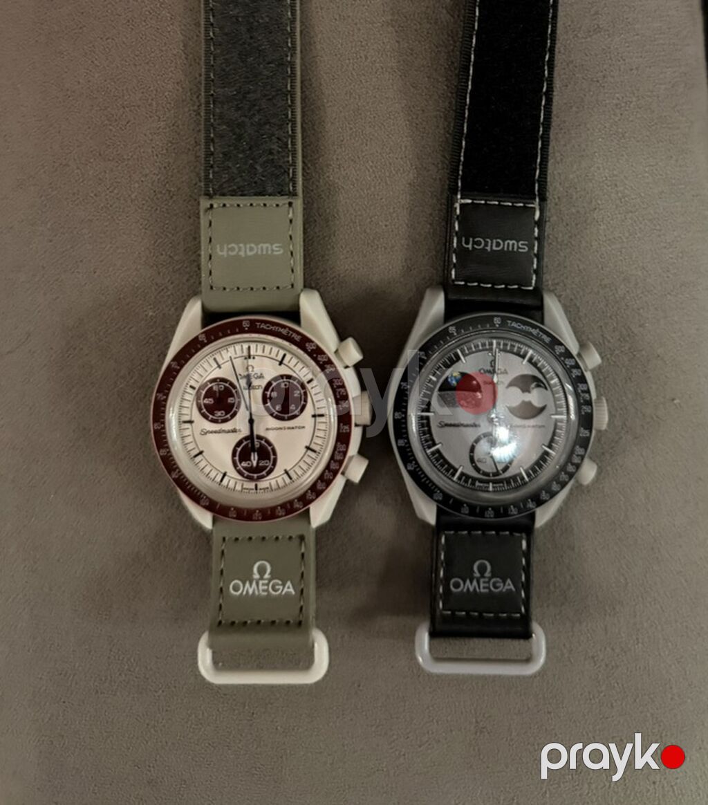 Omega x Swatch Speedmaster MoonSwatch dizaynlı qol saatı. Saat krem — Qol saatları, Bakı (6)
