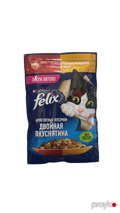 Nəm yem pişiklər üçün Purina Felix Mal Əti və Quş 75 g — Bakı