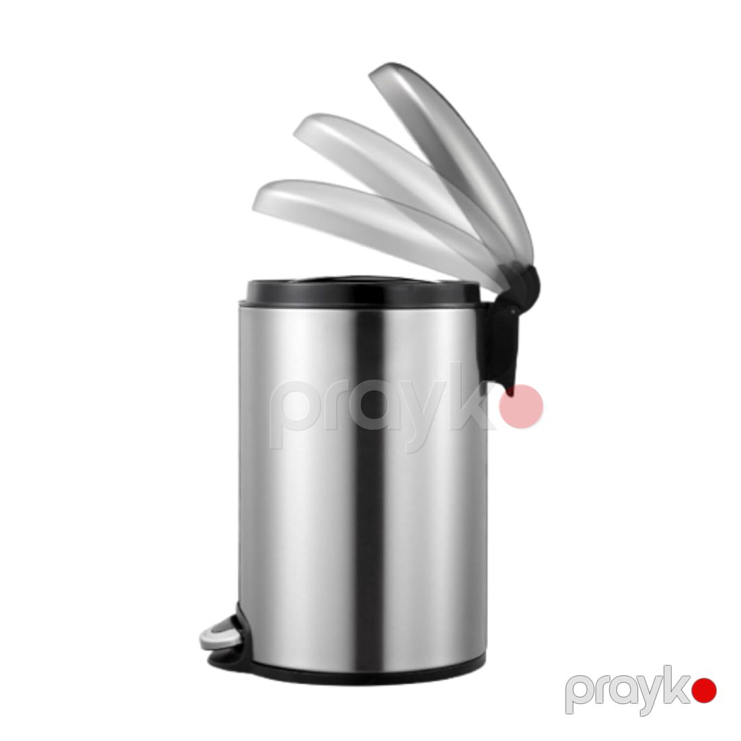 Zibil konteyneri pedal ilə Eko EK9213, paslanmayan polad/plastik, gümüşü, 8 l — Mallar, Bakı (2)