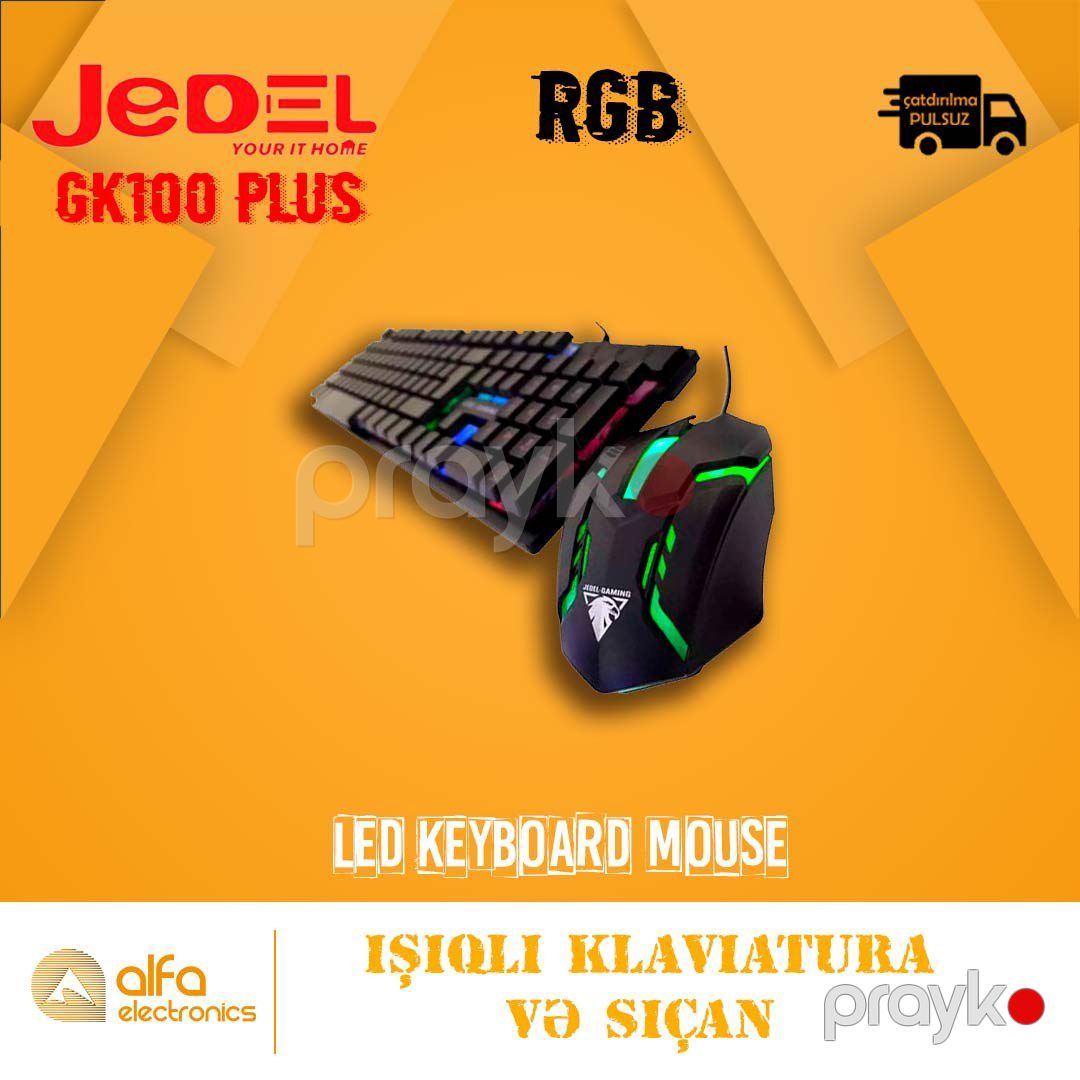İşıqlı klaviatura və siçan "Jedel GK110+" (LED Keyboard, Mouse) — Periferik cihazlar, Bakı (5)