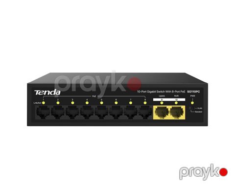 Tenda SG110PC 10-Port Gigabit Lite PoE Switch with 8-Port PoE 100W — Bakı