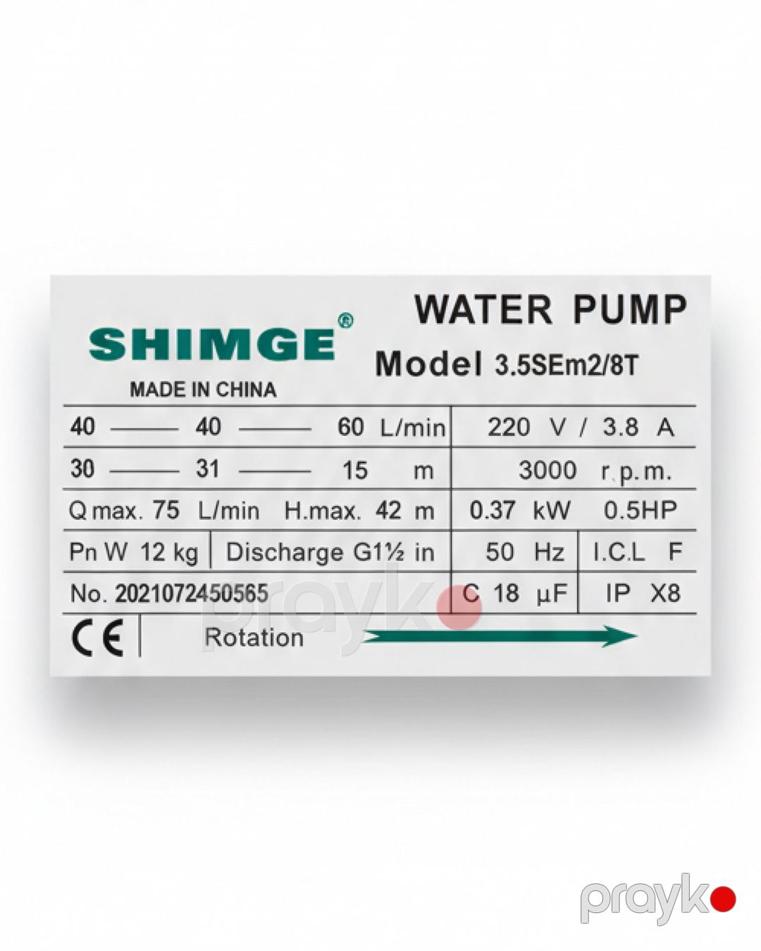 Salınan nasos Shimge 3.5SEm2/8T — Mallar, Bakı (2)