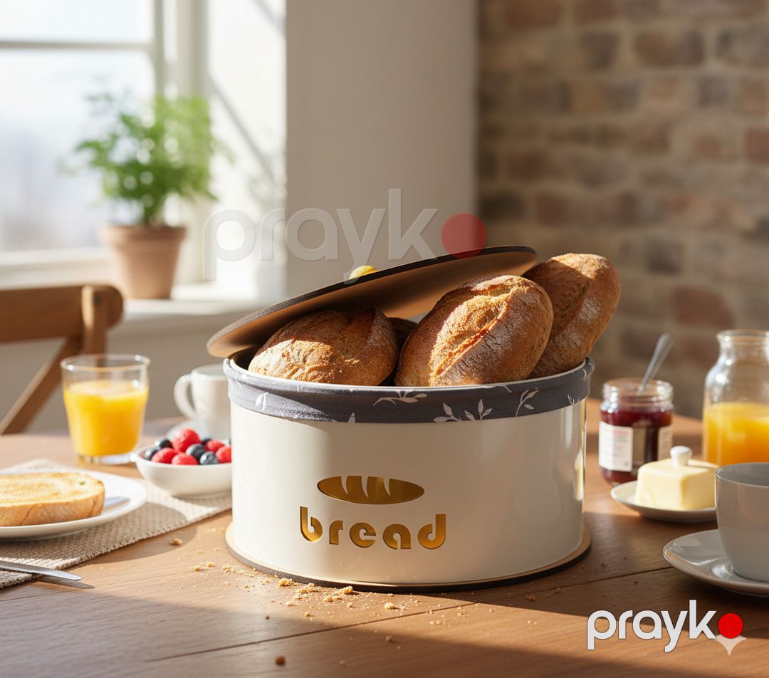 Çörək qabı NS17, bambu qapaqlı, metal, parça içlik, ağ — Mallar, Bakı (2)