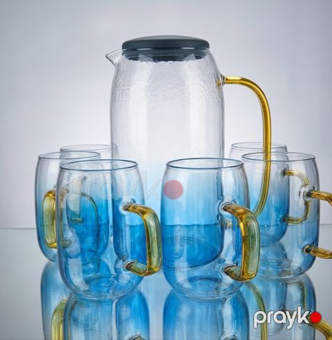 Qrafin dəsti No brand, İçkilər üçün dispenser, 1500 ml, Büllur şüşə, 5 ədəd — Bakı