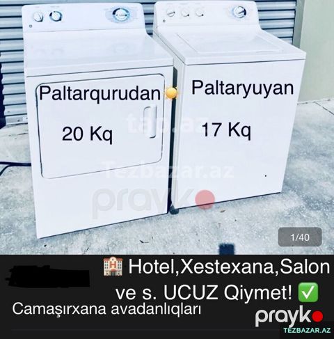 camasirxana üçün paltaryuyan maşın paltarqurudan dryer — Bakı