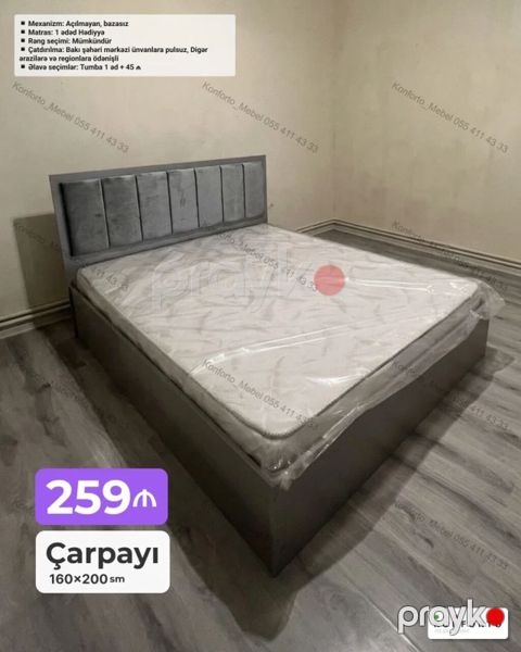 Çarpayı – 160×200 sm - Model: açılmayan, bazasız - Dəst: 1 ədəd — Bakı