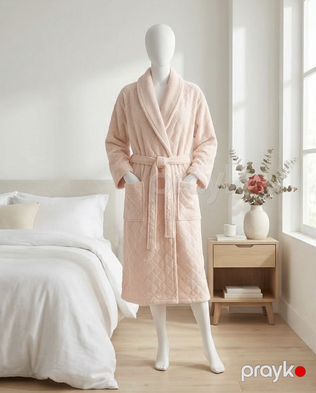 Qadınlar üçün hamam xələti HB090, açıq çəhrayı, pambıq, ölçü L/XL — Mallar, Bakı (2)