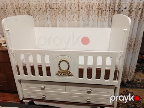 Uşaq beşiyi – “Baby Mood” model - Rəng: ağ, qızılı dekor elementli ön — Bakı