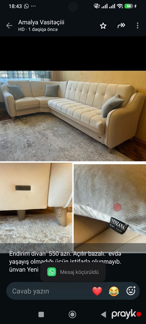 Endirim divan 550 azn. Açılır bazalı. evdə yaşayış olmadığı üçün — Bakı