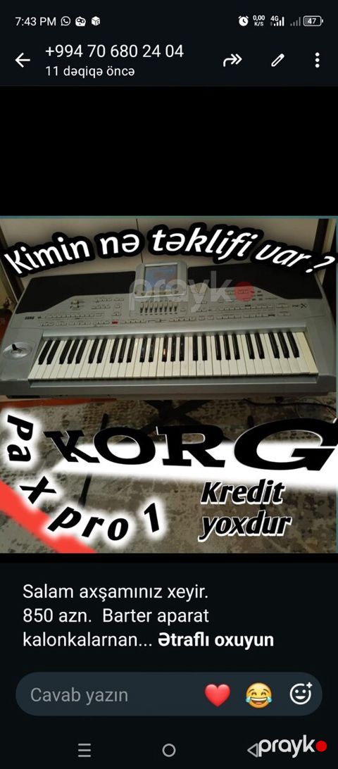 Sintezator Korg Pax 1 — Bakı