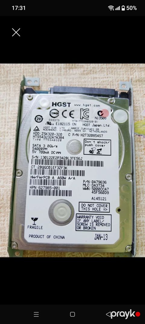 Hgst 2.5" noutbuk sərt diski - Model: Hgst HTS543232A7A384 — Mingəçevir