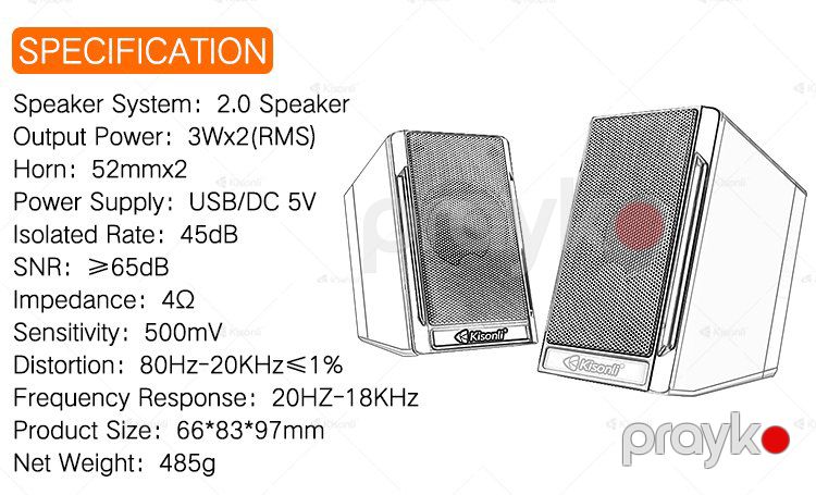 Stereo Dinamik "Kisonli T020" (Usb Aux səs gücləndirici) — Səs texnikası, Bakı (6)