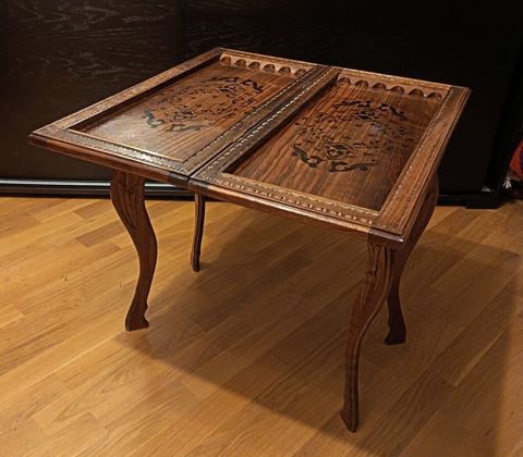 Əl işı ağac oymalı qatlanan masa nərdtaxta - Material: bərk ağac — Masalar