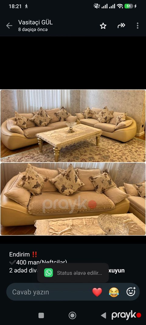 Endirim 400 man(Neftçilər). 2 ədəd divan. satılır ikisi — Bakı