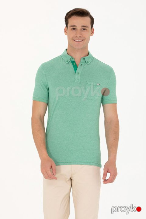 Kişilər üçün polo gs_146, yaşıl, pambıq/modal/elastan, ölçü L — Bakı