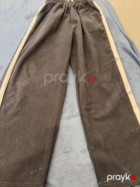 Unisex trikotaj şalvar – XL ölçü - Rəng: tünd boz (yanlarda krem — Bakı