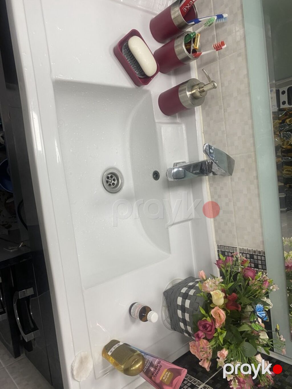 Hamam üçün quraşdırılan lavabo dəsti - Aşağı dolablı lavabo: parlaq — Vanna otağı mobilyası, Sumqayıt (4)