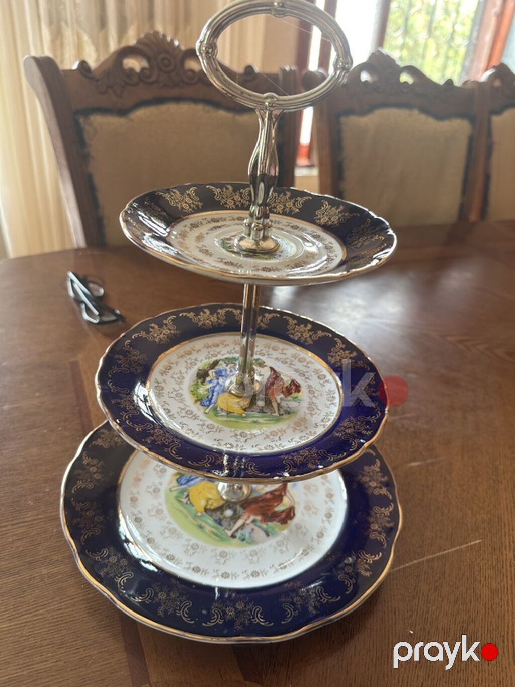 Tort və şiriniyyat qabı, rəng - Qızılı, Farfor — Süfrə qabı, Bakı (3)
