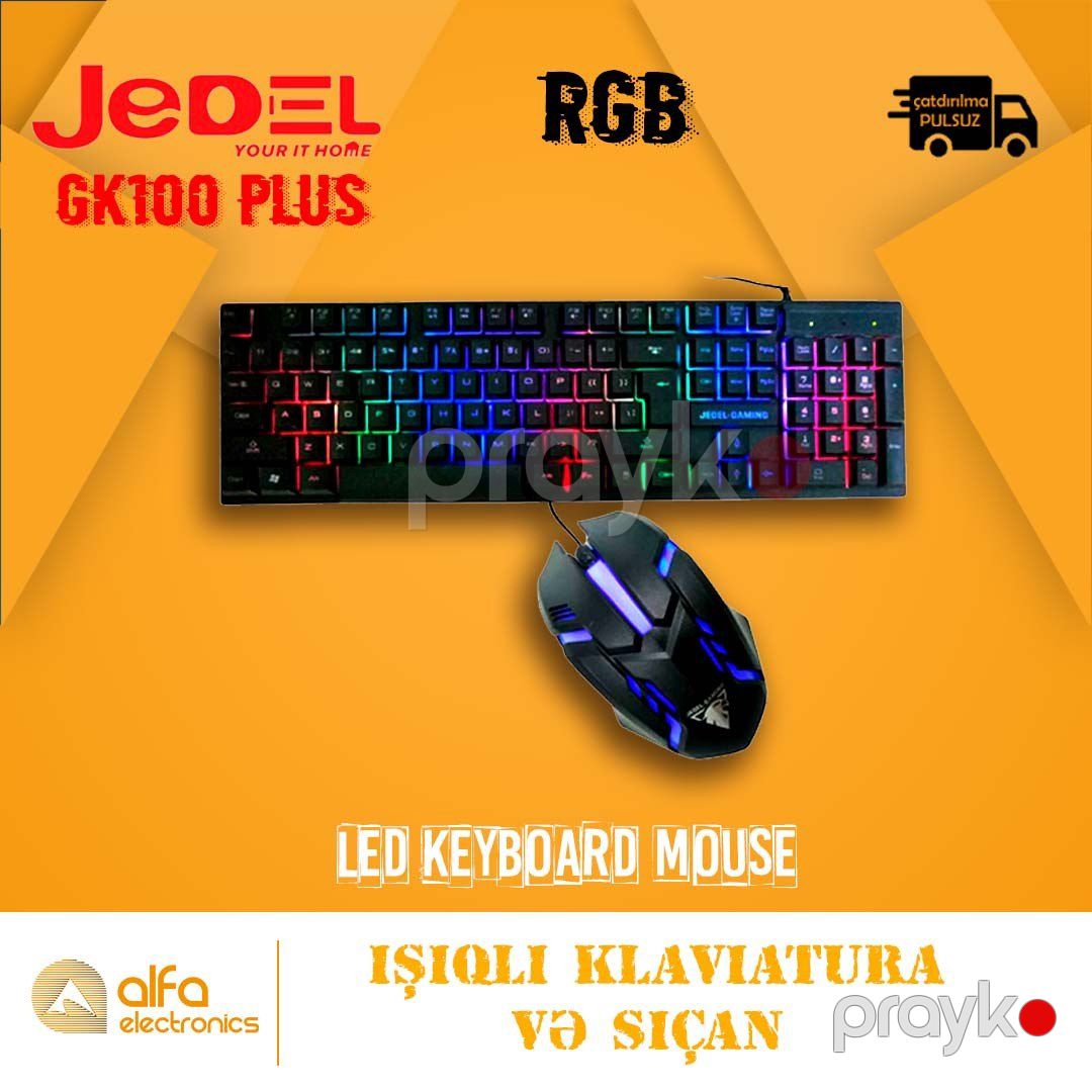 İşıqlı klaviatura və siçan "Jedel GK110+" (LED Keyboard, Mouse) — Periferik cihazlar, Bakı (2)