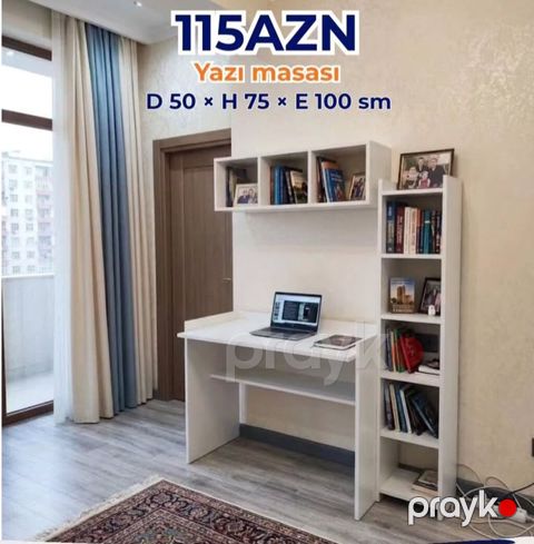 Yazı masası və rəf dəsti Ölçülər: - Dərinlik: 50 sm - Hündürlük: 75 — Bakı