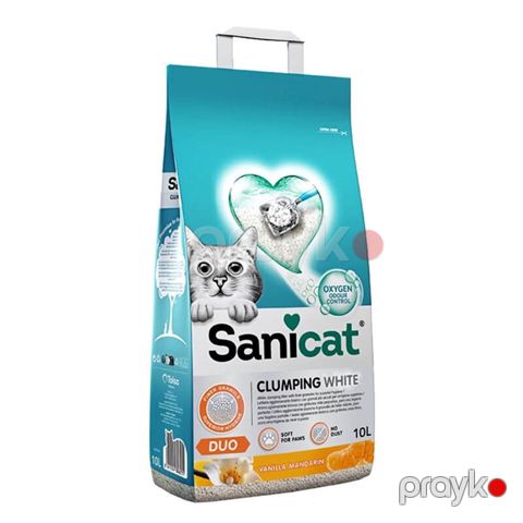 Pişiklər üçün topalanan doldurucu Sanicat Duo Clumping White, vanil və mandarin ətirli, 10 l — Bakı