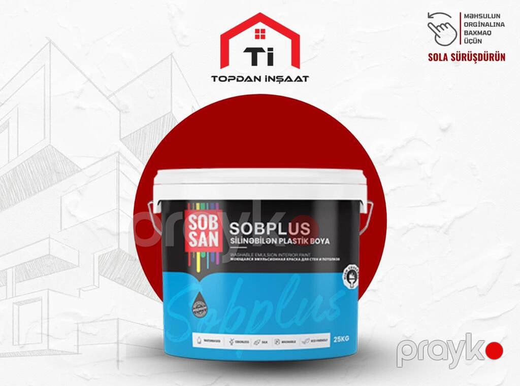 "Sobplus" silinəbilən plastik boya — Təmir və inşaat, Bakı (2)