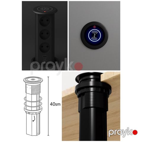 Floor Box sensor düyməli rozetka dəsti masa içi — Bakı