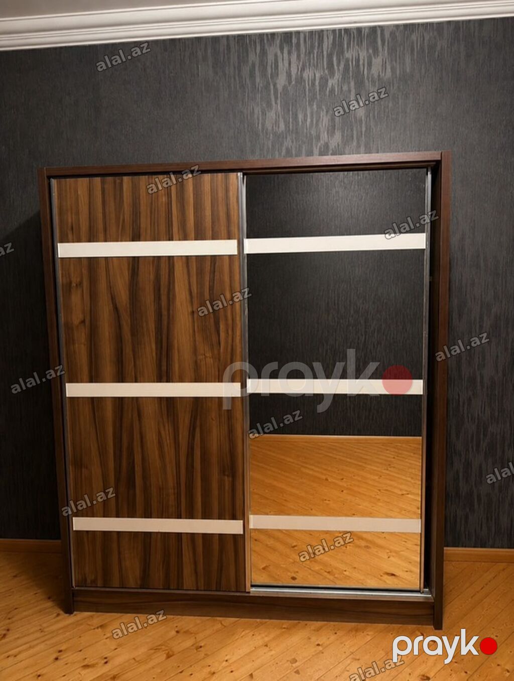 İki qapılı sürgülü qarderob - Material: ağac teksturalı laminat — Mebel, Bakı (2)