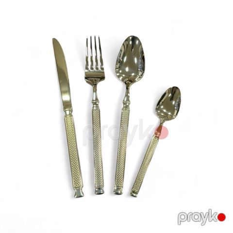 Süfrə ləvazimatları dəsti, paslanmayan polad, qızılı rəng, 6 nəfərlik, 24 parça - homestore_vm2289 — Bakı