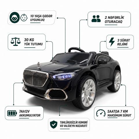Uşaq elektrik avtomobili T966-2, 10 yaşa qədər, 2 yerli, 7 km/s — Bakı