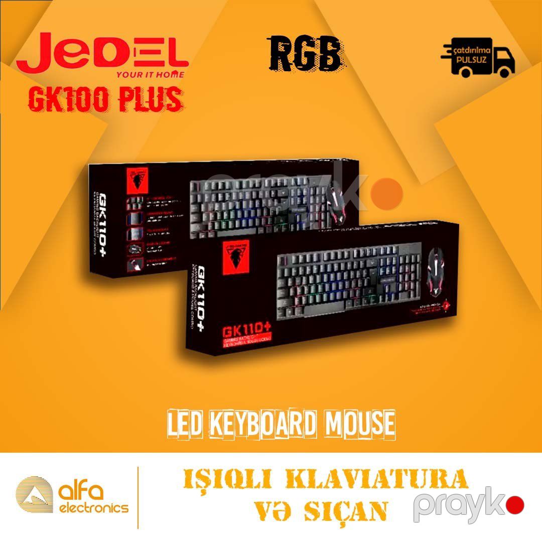 İşıqlı klaviatura və siçan "Jedel GK110+" (LED Keyboard, Mouse) — Periferik cihazlar, Bakı (4)