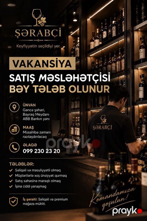 Satış məsləhətçisi tələb olunur, Yalnız kişilər üçün — Bakı