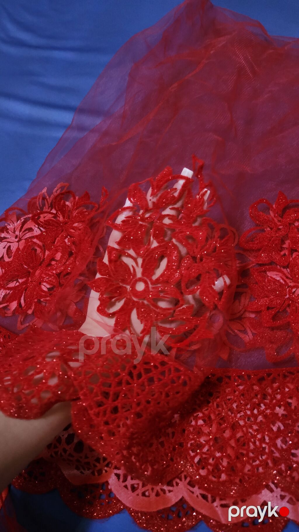 Xonca Ucun Qırmızı krujeva və tül dəst – dekorativ parça - Material — Parçalar, Bakı (3)